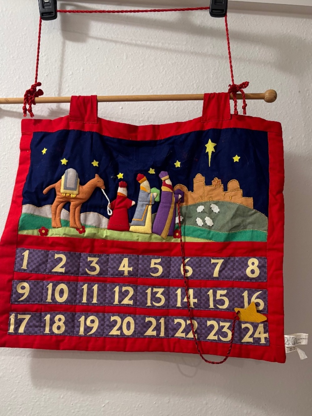 Rare Fabric Advent Calendar Christmas Countdown 3 Wiseman Vintage 90’s With Star